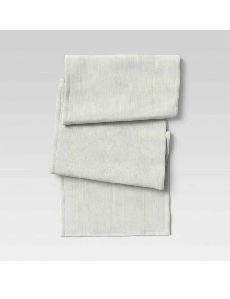 Threshold Farm House Table Runner Cotton Blend Solid Ivory size 14 x 72 New  - Image 2 of 4