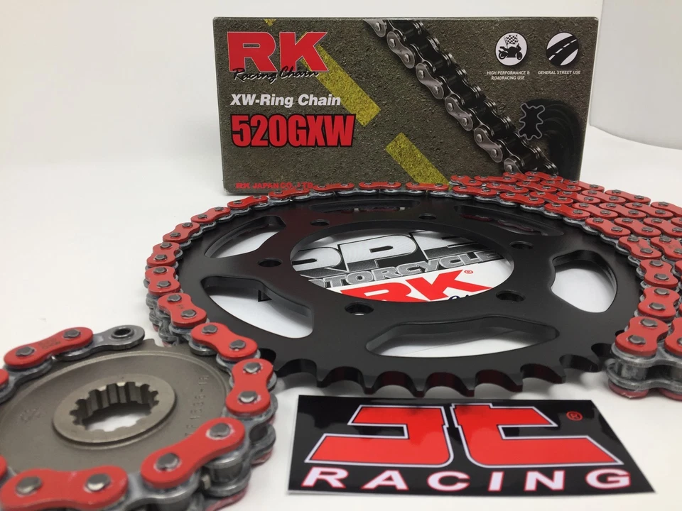 Kit de cadena y piñones Red Ducati 750 Monster 1998-2001 RK GXW XW-Ring Racing Foto 3 de 4