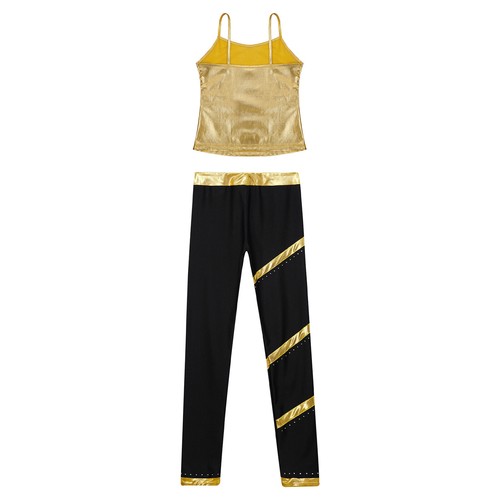 Kids Girls Suit Spaghetti Straps Sets Workout Outfit Camisole Costume Skating - Picture 16 of 47