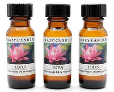 3 Lotus 1/2oz Premium Grade Scented Fragrance Oil Crazy Candles