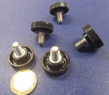 Plastic Black Stainless Thumb Screw 1" Head Dia. 5/16"-24 x 1/2" Length, 5 Pc