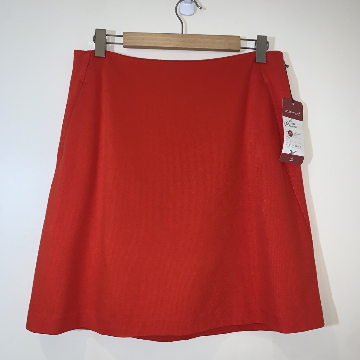 その他 M Cabi Skirt Womens 10 Fiery Red A Line Knee Length Pockets Stretch