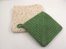 Handmade Crochet Pot Holder Trivet Hot Pad Natural Cotton Double Thick