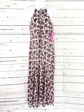 Betsey Johnson Maxi Dress Lace-Up Tie Bust Ivory/Burgundy Floral Size 4 NWT
