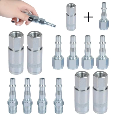12Pcs Fittings Air Line Compressor Hose Couplings Connectors Set 1/4" BSP Thread