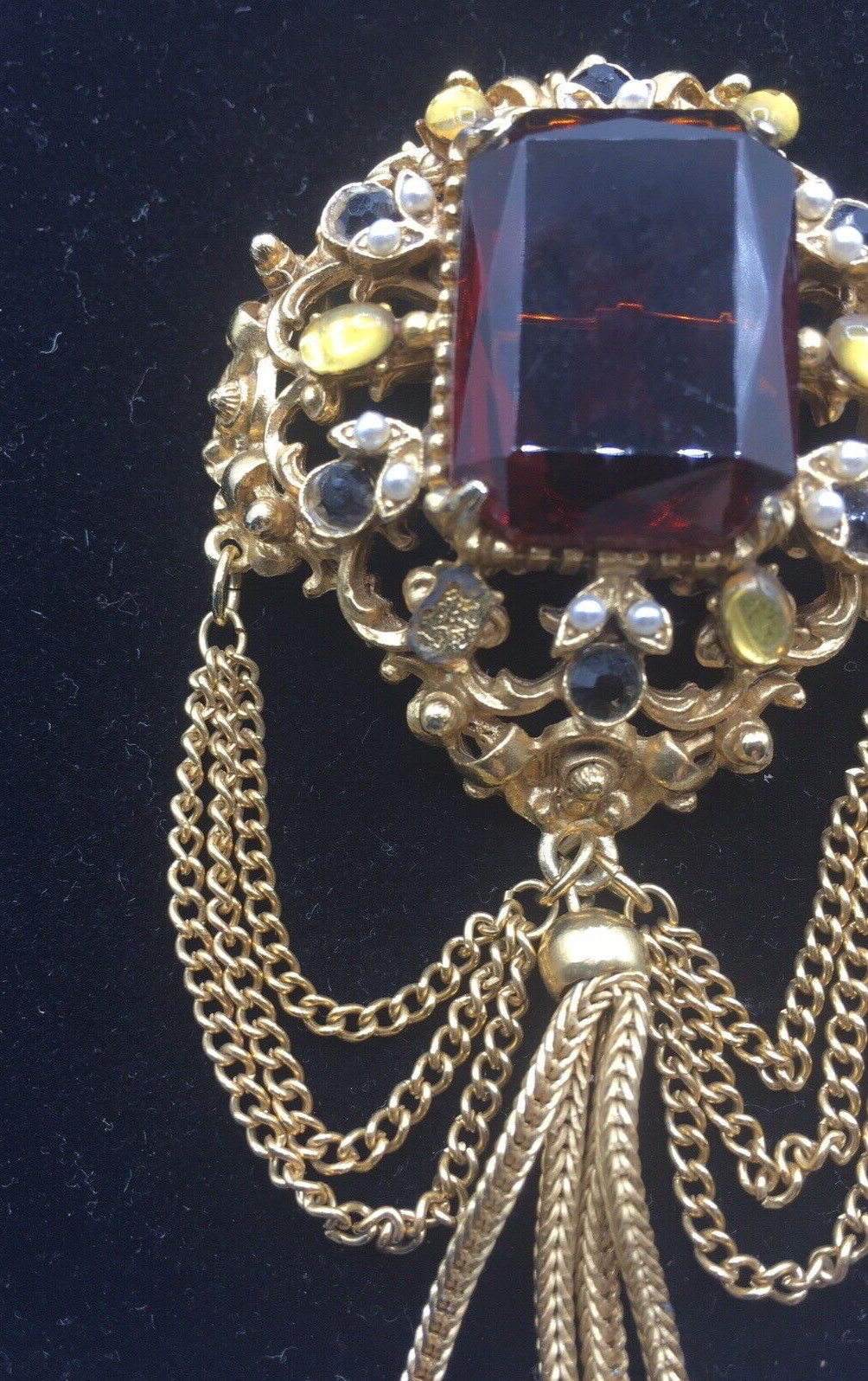 Vtg Florenza Large Brown Rectangular Rhinestone G… - image 5