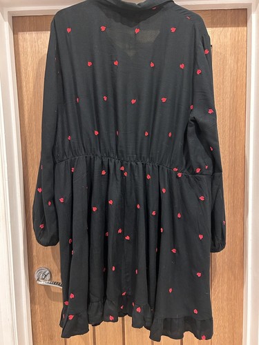 SIMPLY BE Lovely Black & Embroidered Red Heart Dress Tunic Top UK 18 - Picture 7 of 15