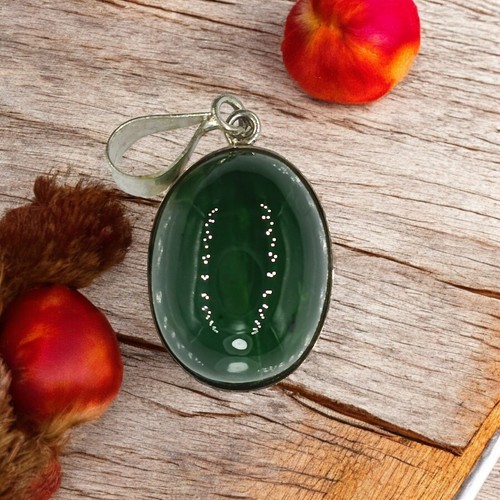 Natural gemstone Nephrite pendant necklace - handmade fashion healing jewelry - Picture 9 of 12