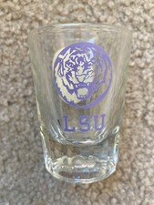 Vintage LSU Louisiana State University Tigers Souvenir Shot Glass Heavy Glass