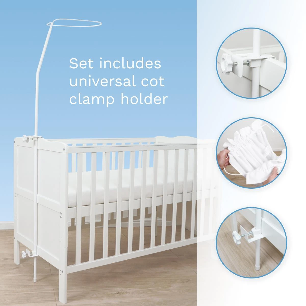 Cot drape hotsell and rod set