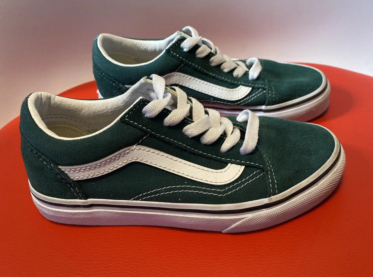 VANS OLD SKOOL Trainers Green Shoes Kids Size 2 Skater Sneakers  Suede/Canvas | eBay