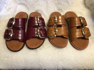 Rare Fitflop Women's Shoes Sandals ￼ Kaia Croc Print Slide Lot Of