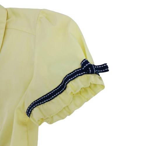 French Toast Girls School Uniform Short Sleeve Ribbon Bow Shirt Size 12 -Yellow - Picture 3 of 13