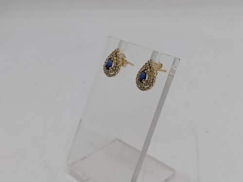 Conjunto Collar y Pendientes Oro Amarillo 18KT Con Cristal Azul 4,1 Gr. (6961) - Imagen 14 de 18
