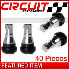 (Set of 40) Circuit Performance TR412 Short Chrome Sleeve Snap-In Valve Stems