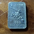 Rare Apache Helicopter 1 Gram .999 Fine Silver Bar - Dark Sunset Toning!