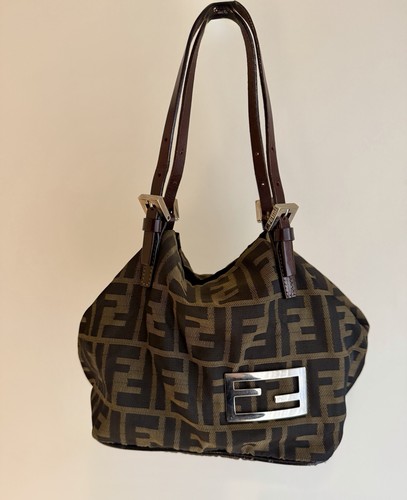 Fendi Zucca Leather and Canvas Small Mamma Bucket Bag