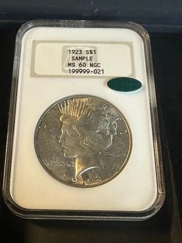 1923 Peace Silver Dollar $1 NGC CAC MS 60 ~~ SAMPLE ~~ OLD FATTY HOLDER