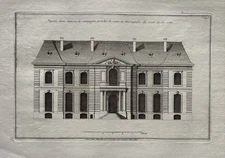 Antique Classical French Architectural Engraving Palace Mansion Town House 1727