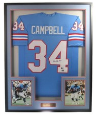 Earl Campbell HOF Autographed Oilers Custom Football Jersey Framed Beckett 05115