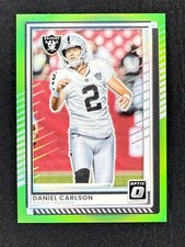 2025 Donruss Optic Neon Green /199 #163 Daniel Carlson, Las Vegas Raiders