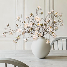 3PCS Artificial Magnolia Flowers Stems for Spring Decoration, Faux Champagne Mag