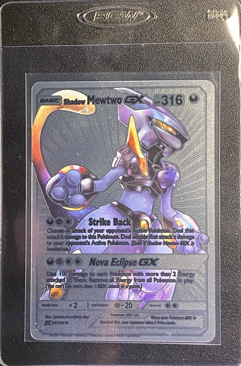 Pokémon Silver Foil Fan Art Shadow Mewtwo GX Full Art 082/100