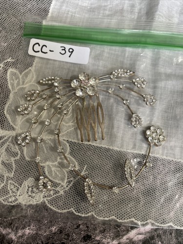 Pettine per capelli con strass trasparenti tono argento matrimonio ballo sposa CC-39 - Foto 8 di 8