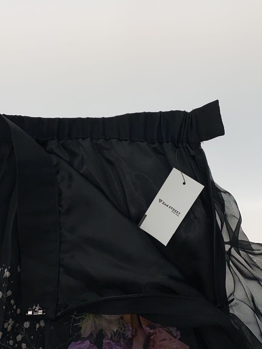 AMERI Long Skirt, Size S, Polyester, Black, Flora… - image 3