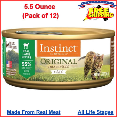 Instinct Original Grain Free Real Lamb Recipe Natural Wet Canned Cat Food 12 Pcs