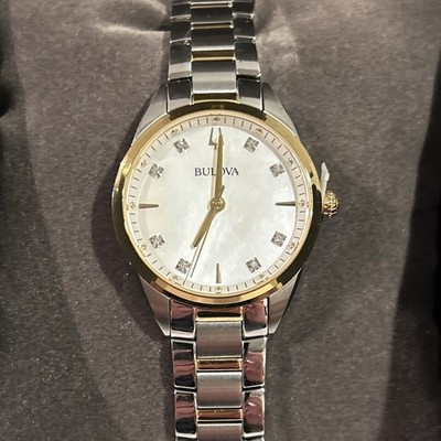Bulova Women's Quartz Diamond Accents Gold and Silver Watch 32mm 98P184