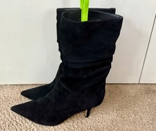 Nine West Womens Black Mycki Pointy-Toe Slouchy Suede Dress Boots US Size 9