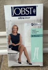 JOBST UltraSheer Thigh High Closed Toe 8-15mmHg (Classic Black) Medium Lace Band