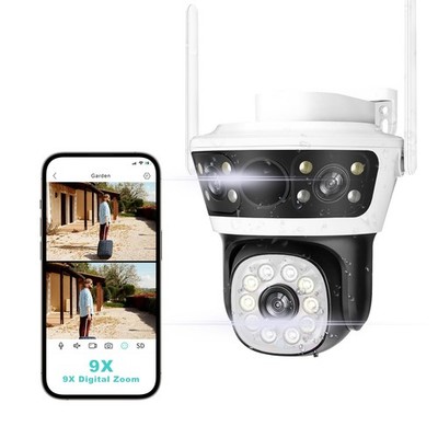 Security Camera Outdoor 2.4G WiFi PTZ Outdoor Camera Dual Lens Home Security ...