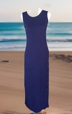 y2k NWT Chic Premise Sleeveless Knit Maxi Dress w Side Slip Navy Color  - XL