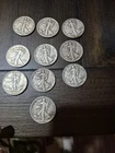 Silver Walking Liberty Half Dollar Coin Lot 10 Various Dates 90% Junk Silver