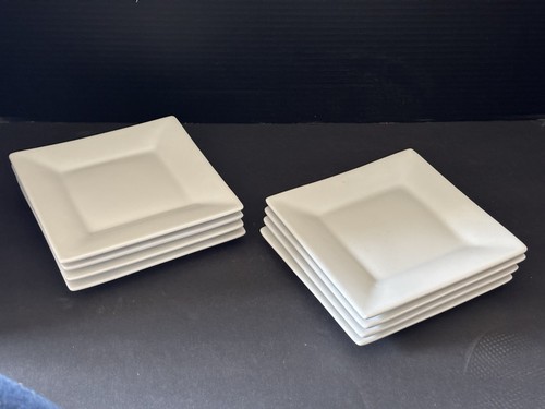 Set of 8 Crate & Barrel White Square Snack, Bread N Butter, Side Plates 6"× 6" - Picture 5 of 5