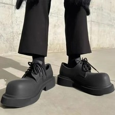 Men Fashion Round Toe Derby Shoes Thick Heels...