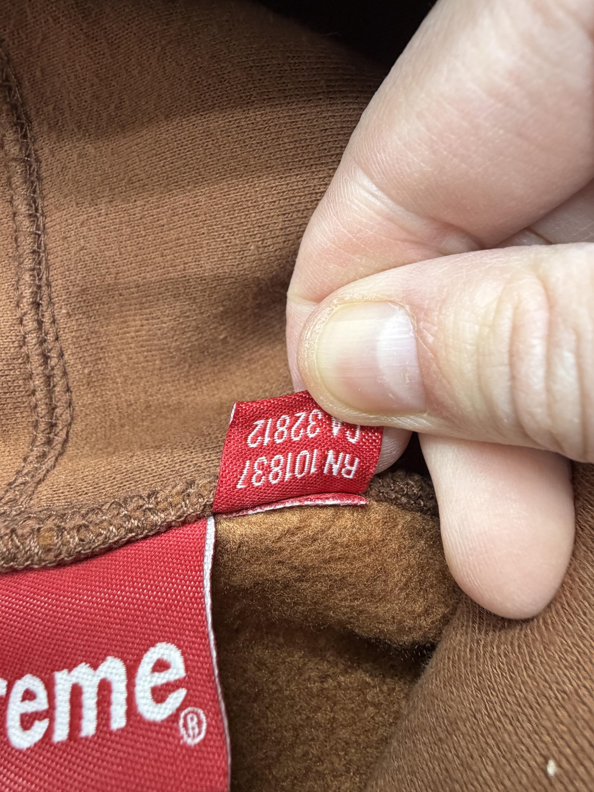 Supreme Hoodie Mens Medium Brown Blue Box Logo Fleece Pullover Sweatshirt thumbnail 8