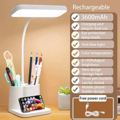 Dimmbare LED Schreibtisch Leuchte Touch Sensor Tisch Nachttisch Lese Lampe USB Wiederaufladbar