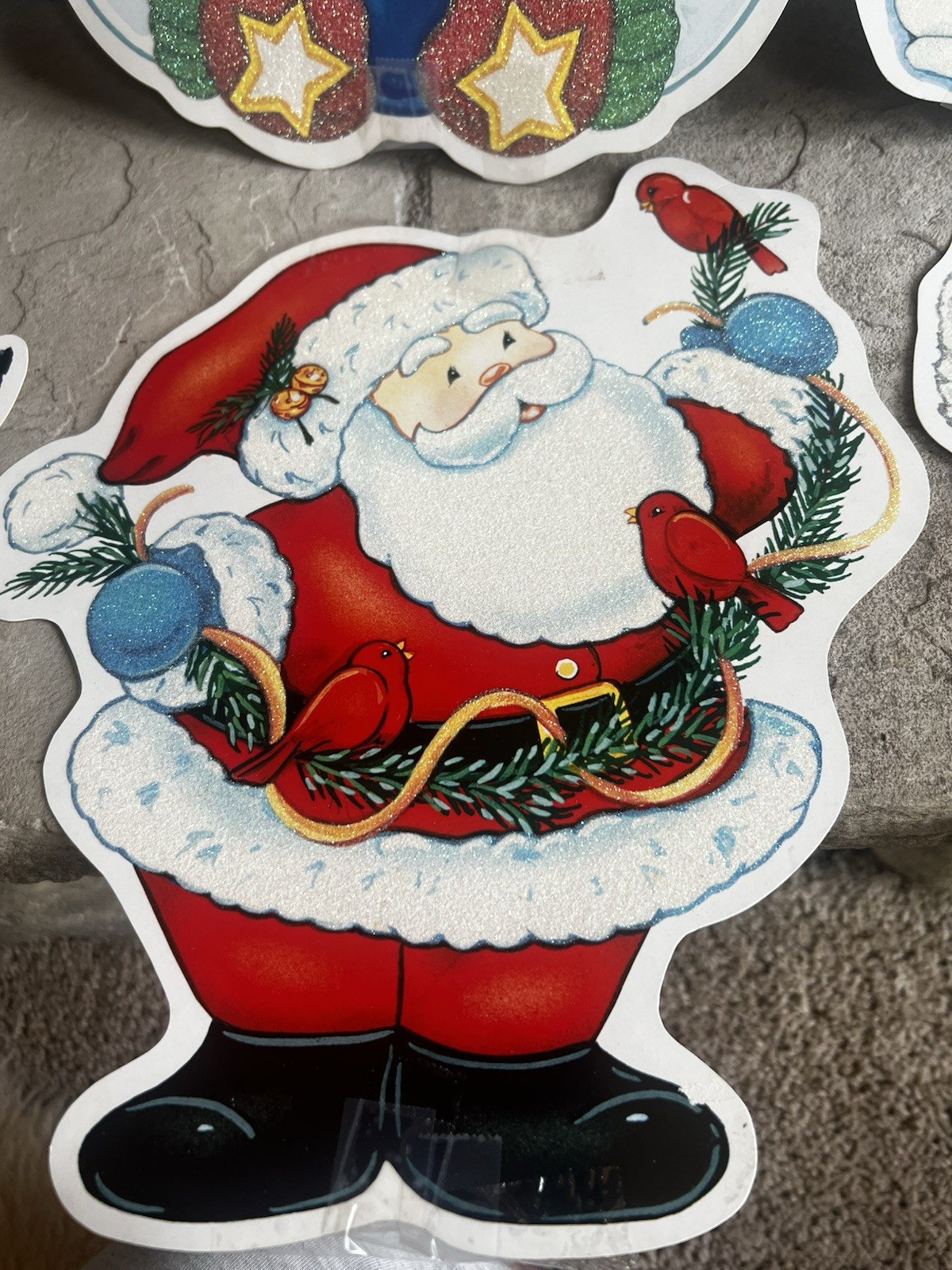 90s Vintage Christmas Wall Paper decoration Die Cuts Lot Of 6