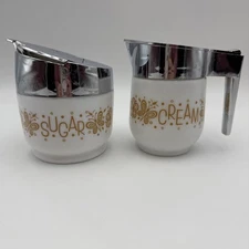 Vintage Gemco Butterfly Gold Creamer Pitcher & Sugar Bowl Set
