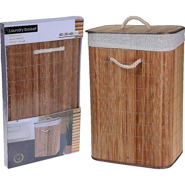 WäSchetonne Bambus Braun 40X30X60Cm WäSchekorb WäSchesammler Laundry-image