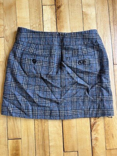 Gap Black Gray Wool Blend Plaid Mini Skirt Size 0 Y2K Buttons - Picture 5 of 8