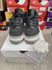 Air Jordan 3 Retro Black/Black-White Noir/Blanc/Noir Men s 5.5 Women s 7