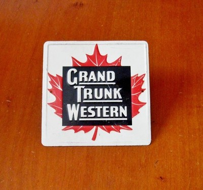 Grand Trunk Western Train Embelm 3'' Smal Square Tin Badge USA Railroad History