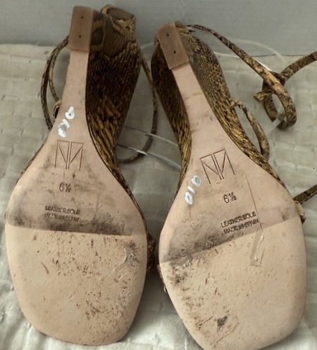 Tamara Mellon Reverse Wedge Pillow Brown Snake Embossed Leather Wedge Sandal 6.5 - Picture 7 of 7