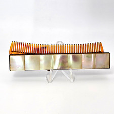 Vintage Retractable Hair Comb Mother of Pearl / Abalone  Brass Mechanical Works