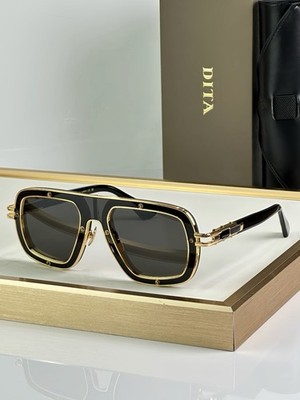 DITA Raketo DTS427 Sunglasses 64 11-145 Black Gold Frame Dark Grey Lens