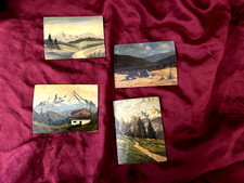 NELLE VALLI DELIZIOSI QUATTRO DIPINTI AD OLIO SU TAVOLETTA META' 900